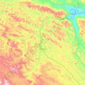 Sơn La topographic map, elevation, terrain