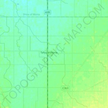 Tallygaroopna topographic map, elevation, terrain