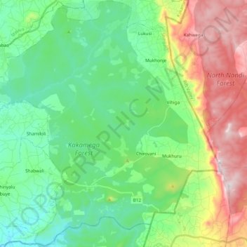 Isukha East ward topographic map, elevation, terrain