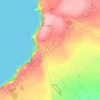 Lislorkan North topographic map, elevation, terrain