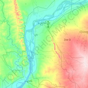 Nyaung-U Township topographic map, elevation, terrain