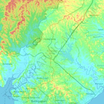 Balikpapan Utara topographic map, elevation, terrain