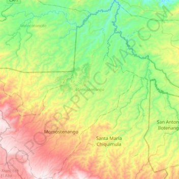 Momostenango topographic map, elevation, terrain
