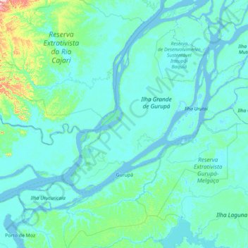 Gurupá topographic map, elevation, terrain