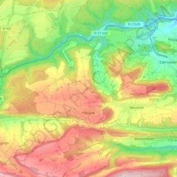Pleigne topographic map, elevation, terrain