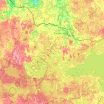 Turmanto seniūnija topographic map, elevation, terrain