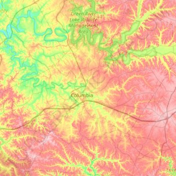 Adair County topographic map, elevation, terrain