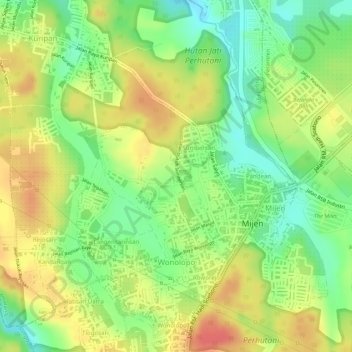 Wonolopo topographic map, elevation, terrain