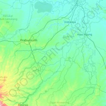 Sungai Ogan topographic map, elevation, terrain