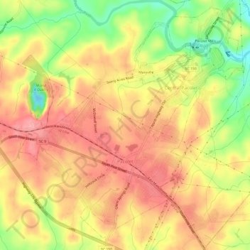 Pacolet topographic map, elevation, terrain