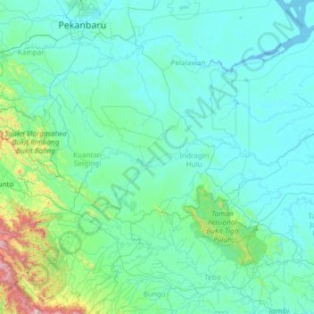 Batang Kuantan topographic map, elevation, terrain