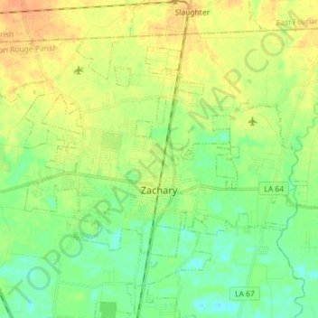 Zachary topographic map, elevation, terrain