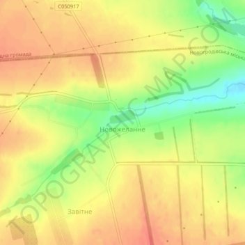 Novozhelanne topographic map, elevation, terrain