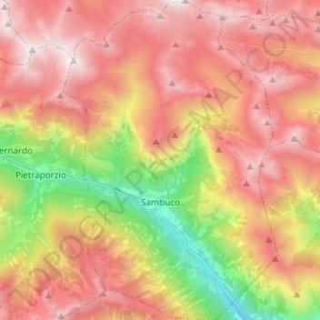 Sambuco topographic map, elevation, terrain