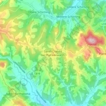Sankt Oswald bei Plankenwarth topographic map, elevation, terrain