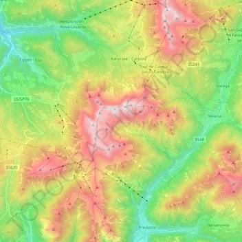 Latemar topographic map, elevation, terrain