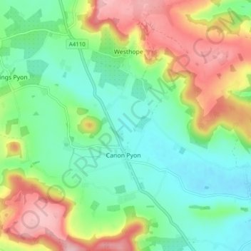 Canon Pyon topographic map, elevation, terrain