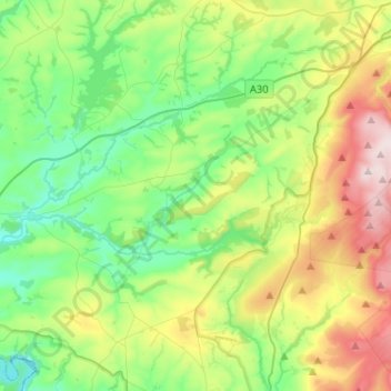 River Lyd topographic map, elevation, terrain