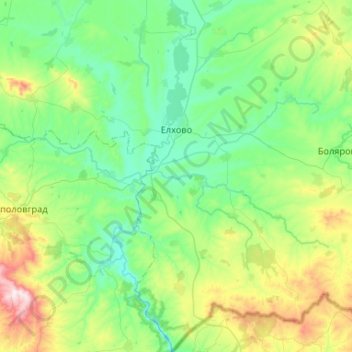Elhovo topographic map, elevation, terrain