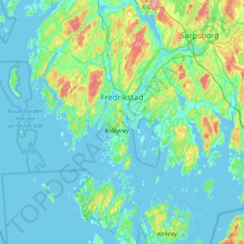 Fredrikstad topographic map, elevation, terrain