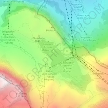 Trüebsee topographic map, elevation, terrain