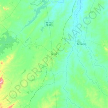 Cariré topographic map, elevation, terrain