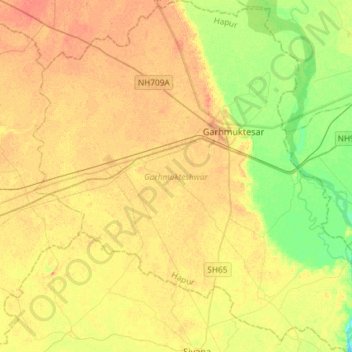 Garhmukteshwar topographic map, elevation, terrain