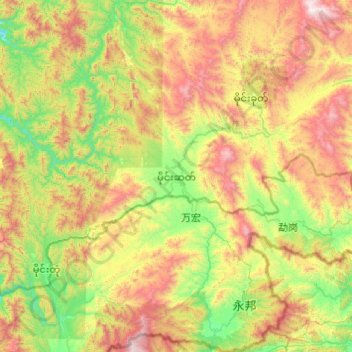 Mong Hsat Township topographic map, elevation, terrain