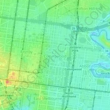 Collingwood topographic map, elevation, terrain