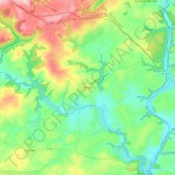 Plouyé topographic map, elevation, terrain