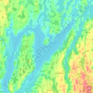 Lake Scugog topographic map, elevation, terrain