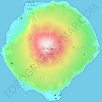 Tristan da Cunha topographic map, elevation, terrain