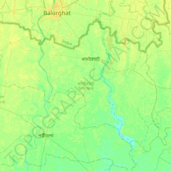 Dhamoirhat Upazila topographic map, elevation, terrain