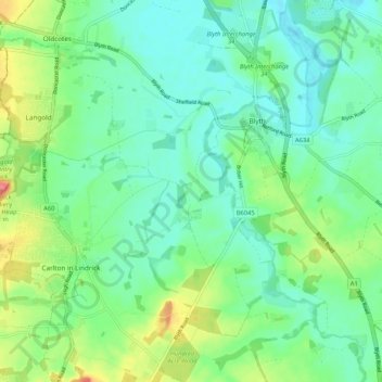 Hodsock topographic map, elevation, terrain