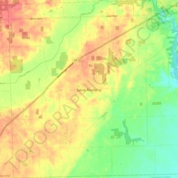 Saline Township topographic map, elevation, terrain