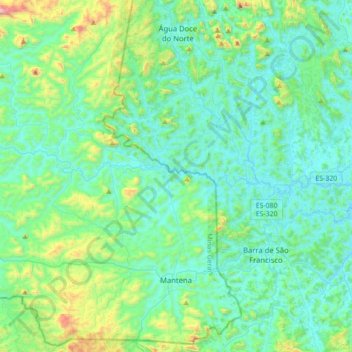 Mantena topographic map, elevation, terrain