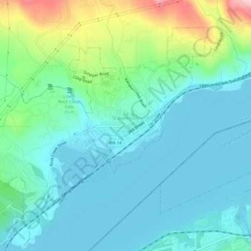 Stevenson topographic map, elevation, terrain