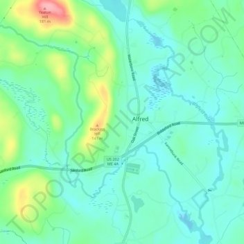 Alfred topographic map, elevation, terrain