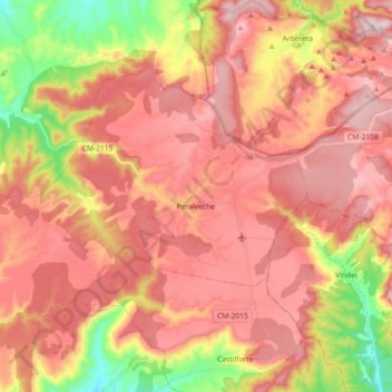 Peralveche topographic map, elevation, terrain