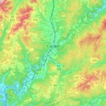 久米南町 topographic map, elevation, terrain
