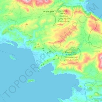 Municipal Unit of Asini topographic map, elevation, terrain