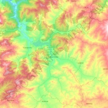 Beni Chaib topographic map, elevation, terrain