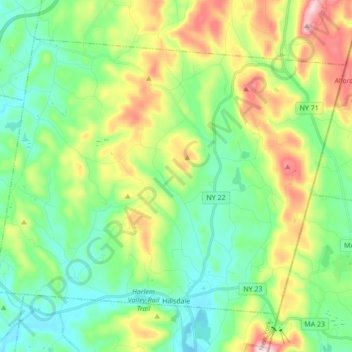 Town of Hillsdale topographic map, elevation, terrain