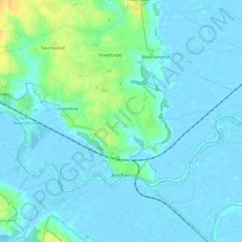 Reedham topographic map, elevation, terrain