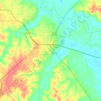 Bolivar topographic map, elevation, terrain