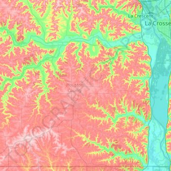 Houston County topographic map, elevation, terrain