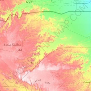 Kitaf wa Al Boqe'e district topographic map, elevation, terrain