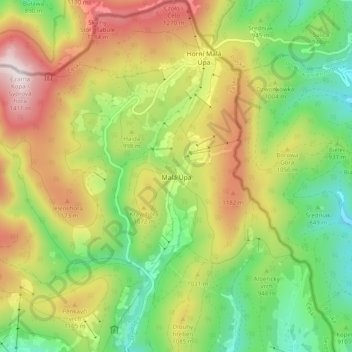 Malá Úpa topographic map, elevation, terrain