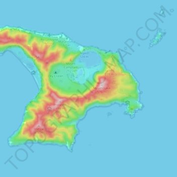 Raoul Island topographic map, elevation, terrain