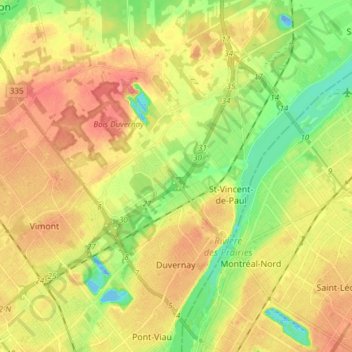 Duvernay topographic map, elevation, terrain